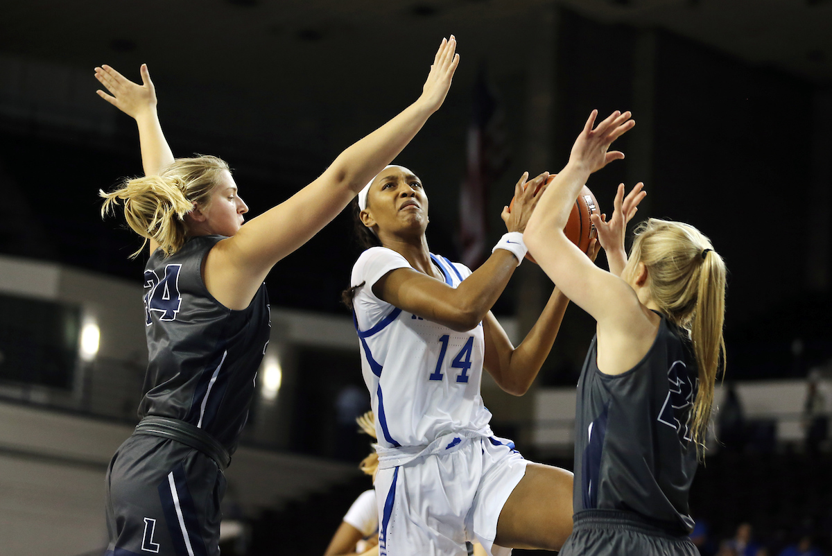 Tatyana Wyatt
The Women's Basketball team beat Lincoln Memorial University.
Photo by Britney Howard | UK Athletics