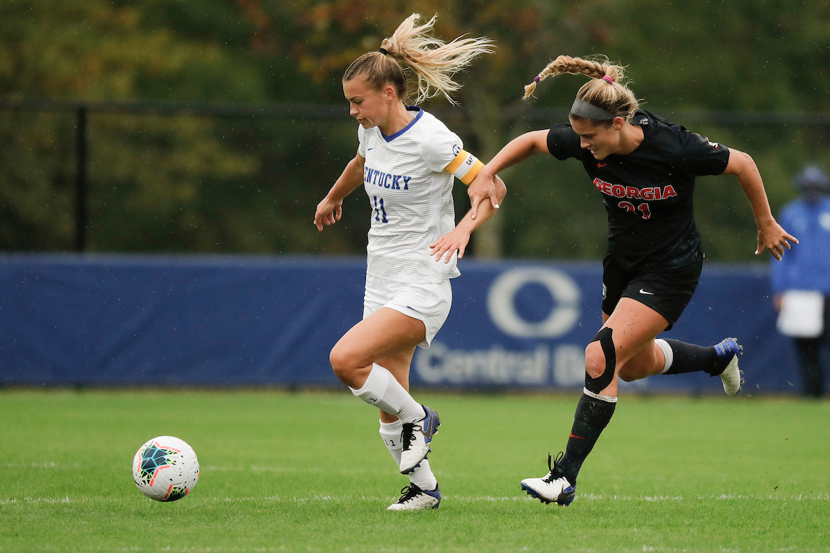 Julia Grosso.

UK women’s soccer tied Georgia 1-1 in double OT on Sunday, October 11, 2020, at The Bell in Lexington, Ky.

Photo by Chet White | UK Athletics