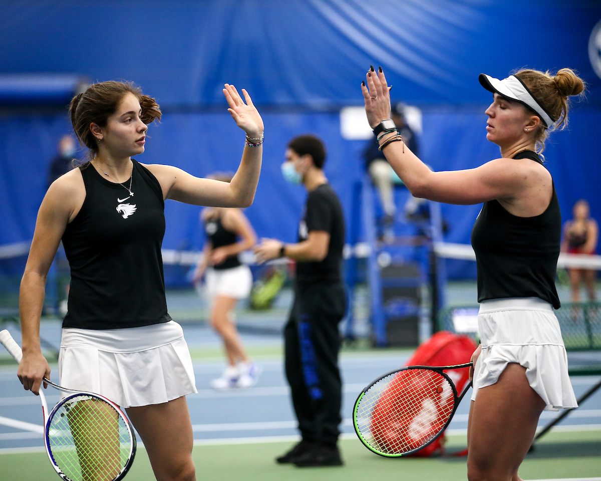 Fiona Arrese. Akvile Parazinskaite. 

Kentucky beats Miami 7-0.

Photo by Eddie Justice | UK Athletics