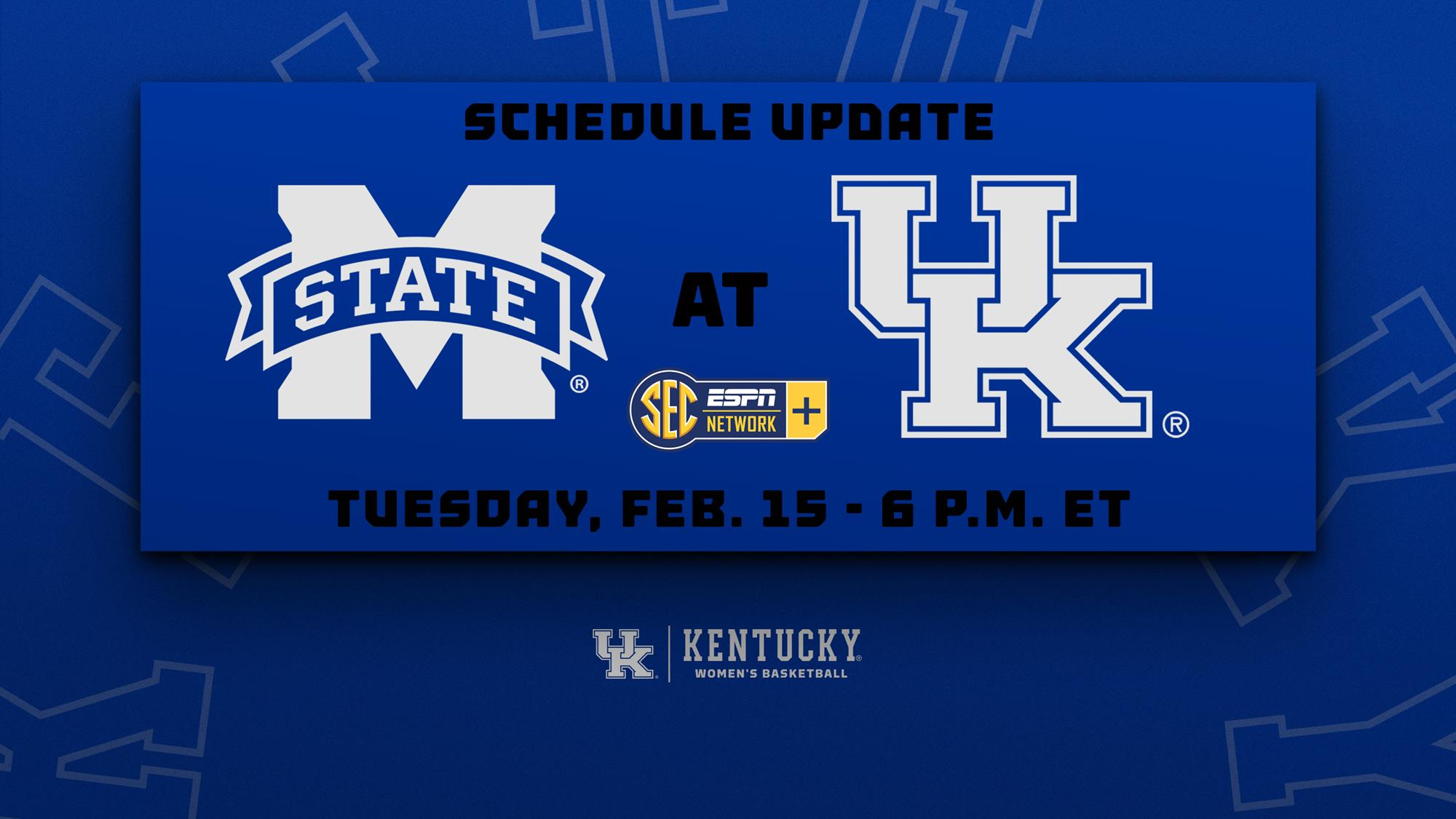 Kentucky WBB vs. Mississippi State Rescheduled for Feb. 15