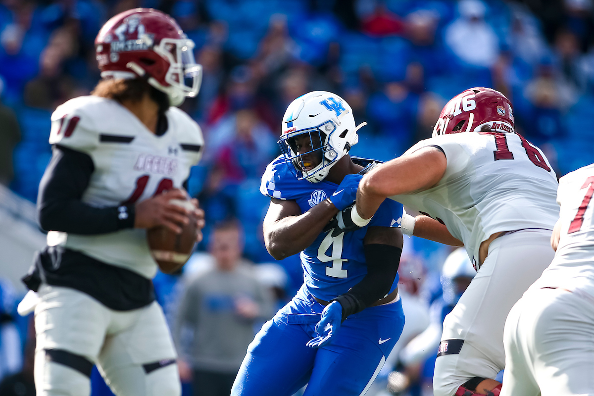 Josh Paschal. 

Kentucky beat New Mexico State 56-16.

Photo by Eddie Justice | UK Athletics