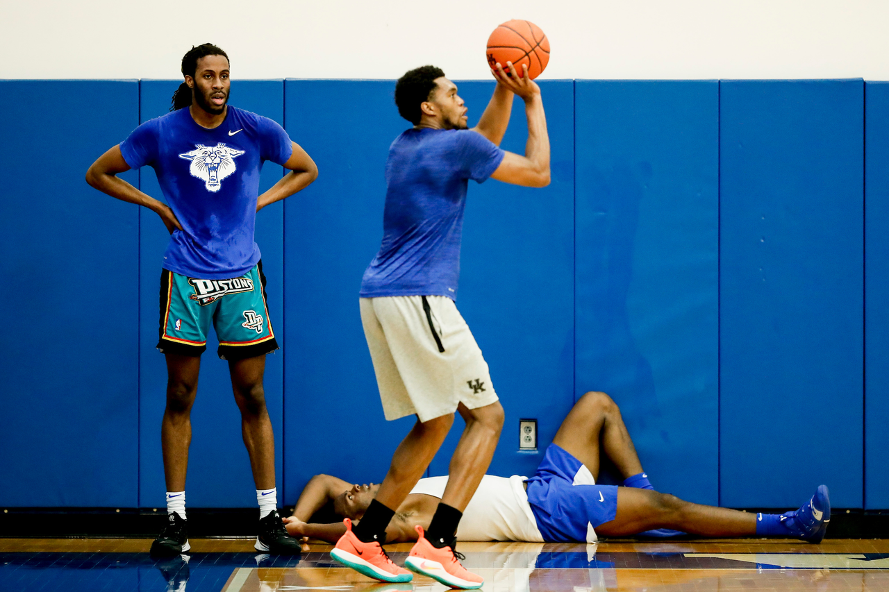 Isaiah Jackson. Keion Brooks Jr. Oscar Tshiebwe.

Menâ??s basketball practice.

Photo by Chet White | UK Athletics