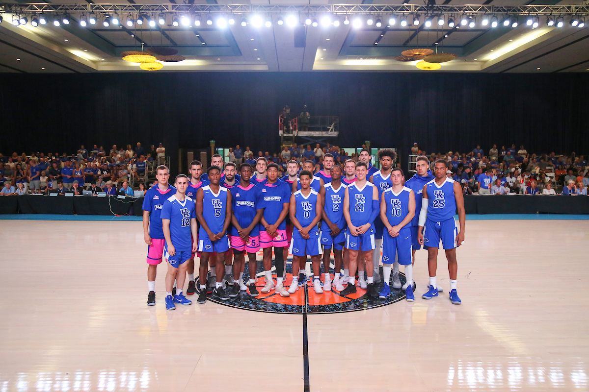 Team.

The University of Kentucky men's basketball team beat Serbia's Mega Bemax 100-64 at the Atlantis Imperial Arena in Paradise Island, Bahamas, on Saturday, August11, 2018.

Photo by Chet White | UK Athletics