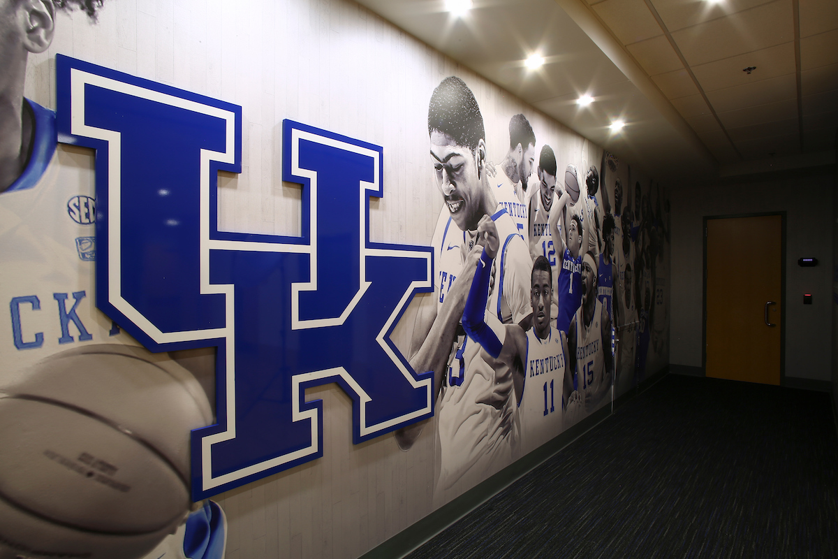 UK men's basketball locker room in the Joe Craft Center.

Photo by Chet White | UK Athletics