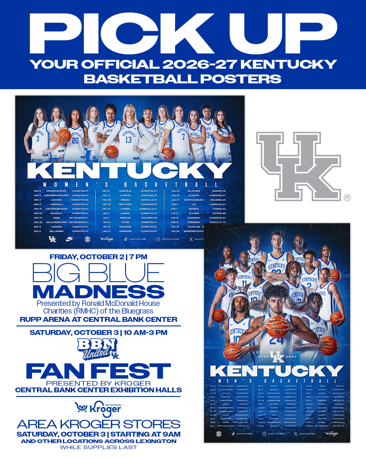 Kentucky Men’s and Women’s Basketball Posters Available Friday, Saturday
