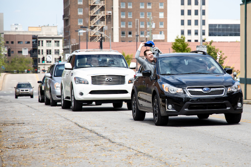 Daniel Boice. 

WBB Quarantine Parade. 

Photo by Eddie Justice | UK Athletics