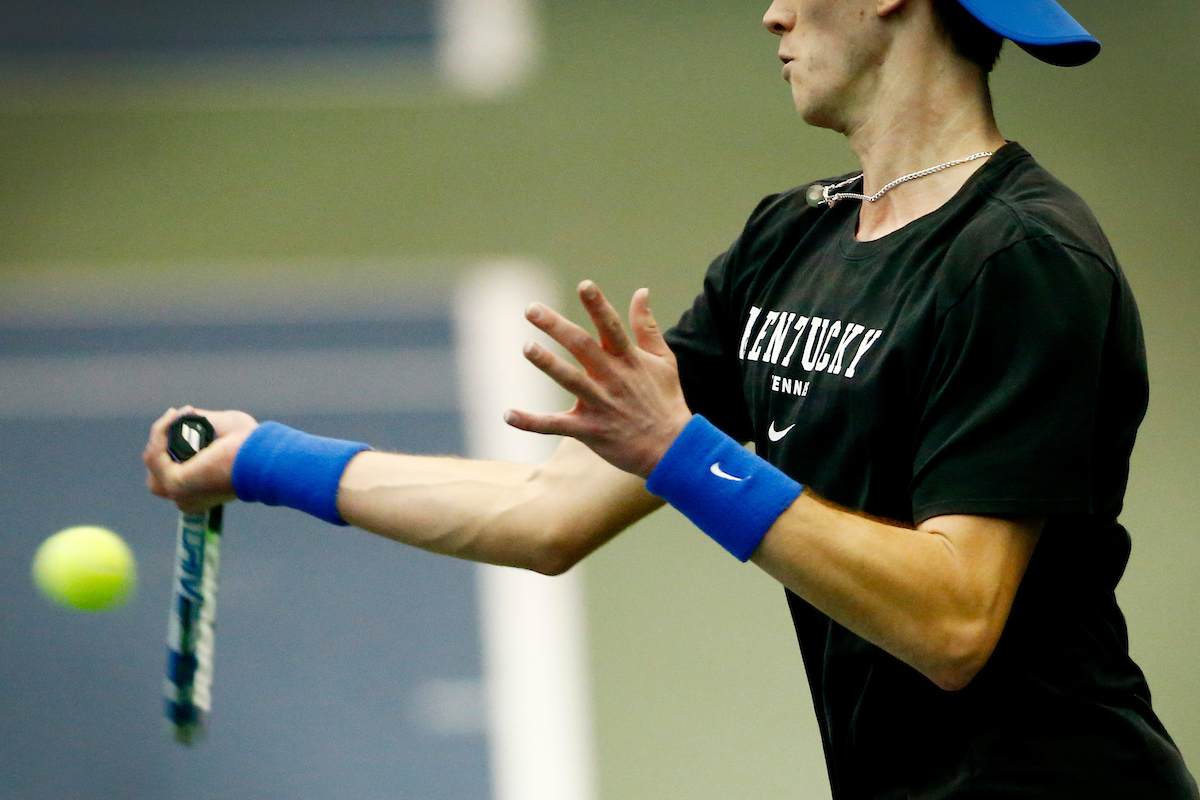 Austin Hessy.

The University of Kentucky men?s tennis squad in action against EKU on Friday, January 19th, 2018, at the Hilary J. Boone Center in Lexington, Ky.

Photo by Quinn Foster I UK Athletics