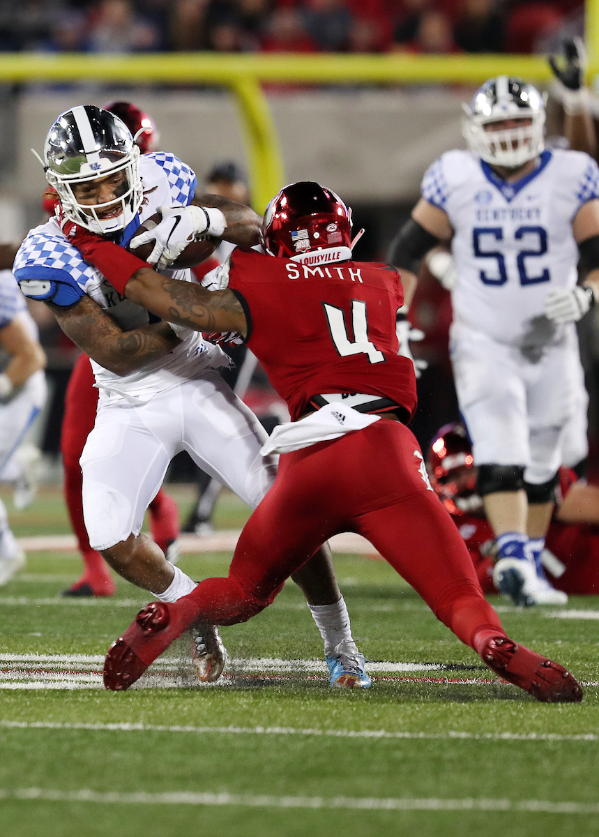 Lynn Bowden Jr. 

UK football beats Louisville 56-10 at Cardinal Stadium. 

Photo by Britney Howard  | UK Athletics