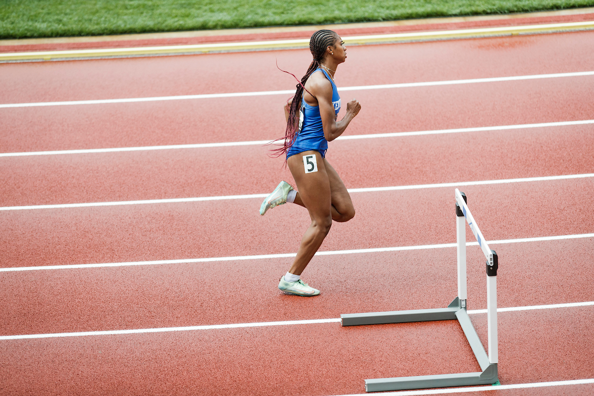Masai Russell.

Day Four. The UK women’s track and field team placed third at the NCAA Track and Field Outdoor Championships at Hayward Field in Eugene, Or.

Photo by Chet White | UK Athletics