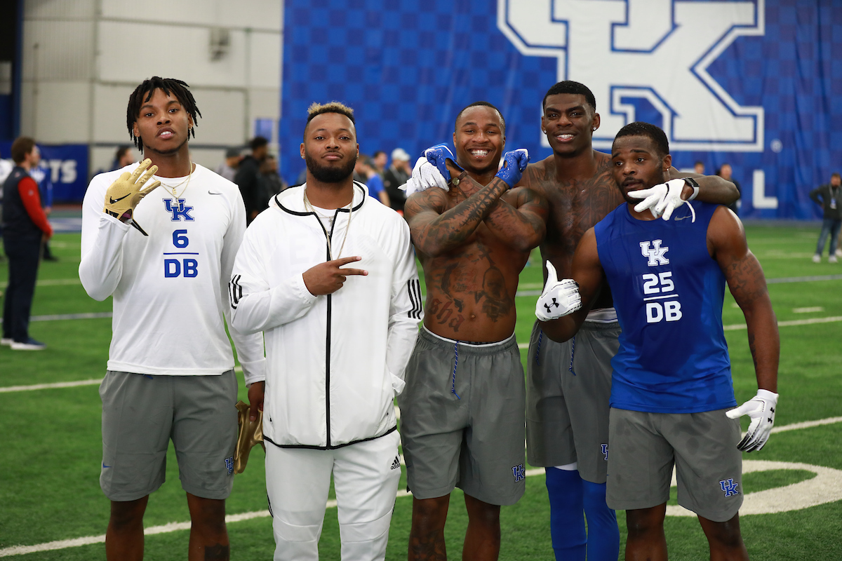 Lonnie Johnson. Mike Edwards. Derrick Baity. Darius West.

Pro Day for UK Football.

Photo by Jacob Noger | UK Athletics