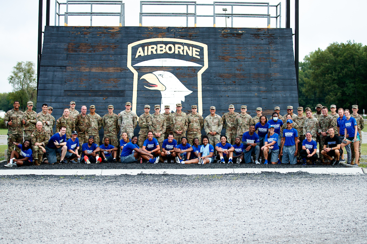 Team. Airborne. Group Photo. 

Kentucky Women’s Basketball team bonding trip to Fort Campbell.

Photo by Eddie Justice | UK Athletics
