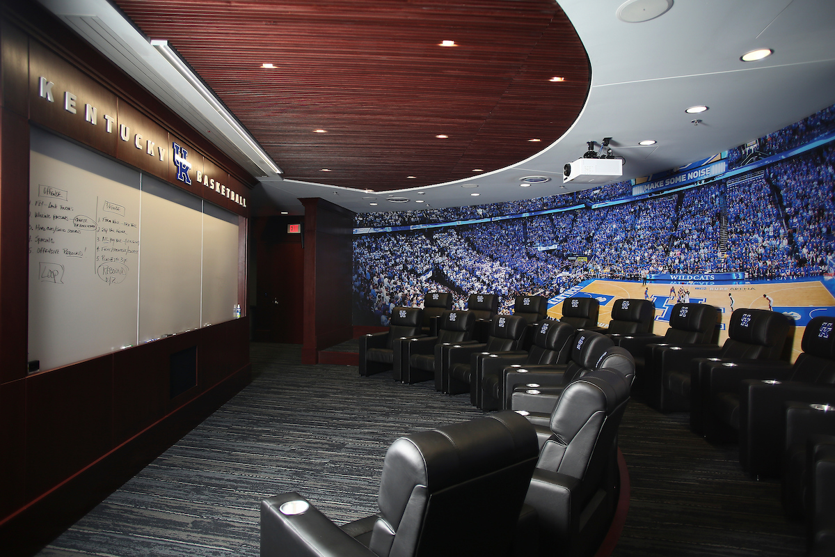 UK men's basketball locker room in the Joe Craft Center.

Photo by Chet White | UK Athletics