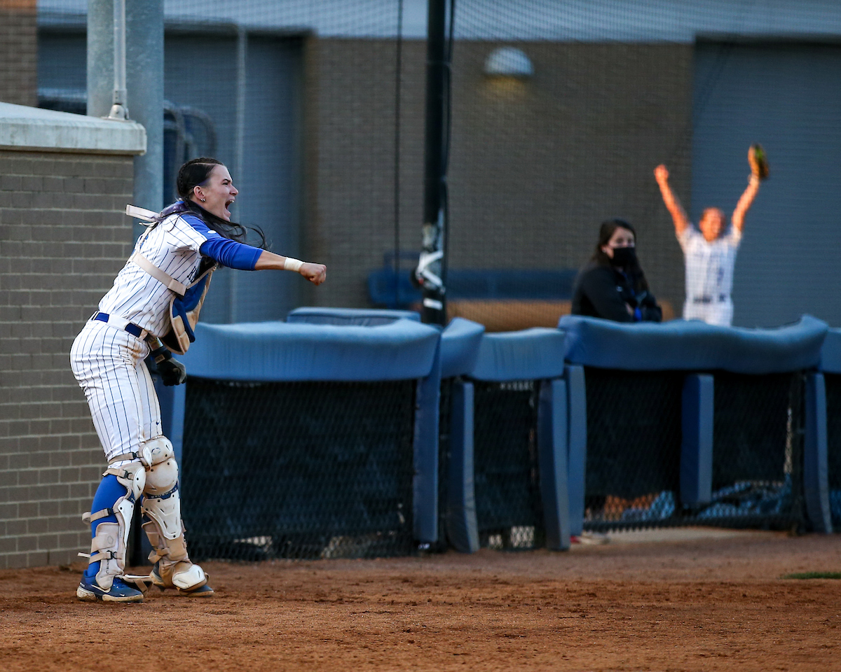 Celebration. Kayla Kowalik. 

Kentucky defeats LSU 7-5. 

Photo by Eddie Justice | UK Athletics