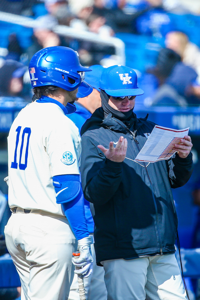 Hunter Jump and Coach Will Coggin.

Kentucky beats Georgia 10-8.

Photo by Sarah Caputi | UK Athletics