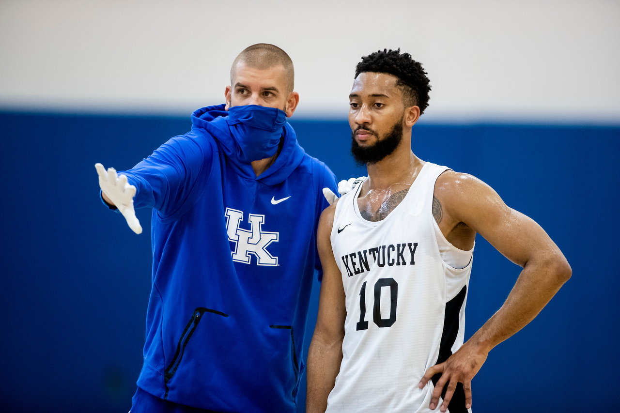 Joel Justus. Davion Mintz.

Menâ??s basketball practice. 

Photo by Chet White | UK Athletics