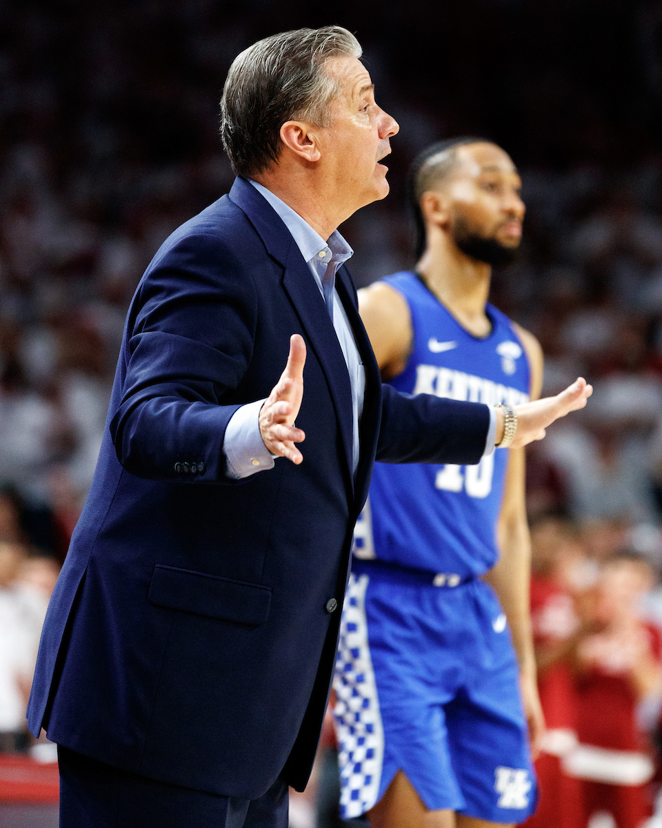 Coach John Calipari. Davion Mintz.

Kentucky falls to Arkansas, 75-73.

Photo by Elliott Hess | UK Athletics