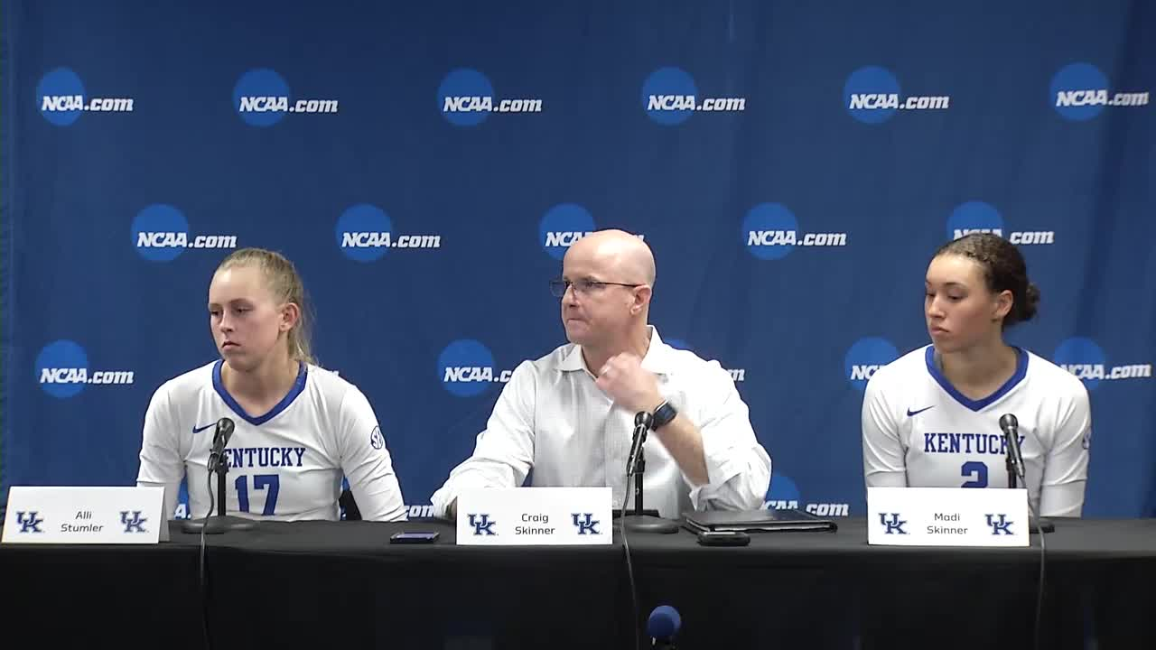 VB: Coach Skinner, Alli Stumler, and Madison Skinner - SEMO Postmatch