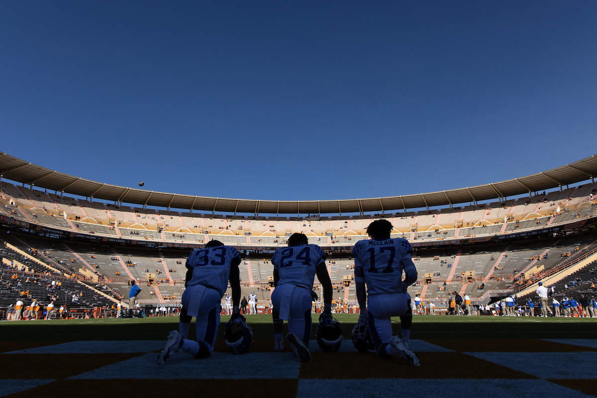 TRAVIS TISDALE.  CHRIS RODRIGUEZ JR.  JUTAHN MCCLAIN.

Kentucky beats Tennessee, 34-7.

Photo by Elliott Hess | UK Athletics