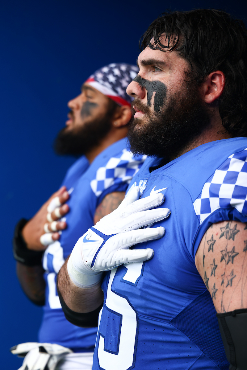 Darian Kinnard. Austin Dotson.

UK beats UTC, 28-23.

Photo by Elliott Hess | UK Athletics
