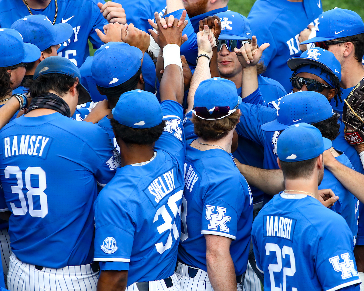 Huddle. 

Kentucky beats EKU 7-6. 

Photo by Eddie Justice | UK Athletics