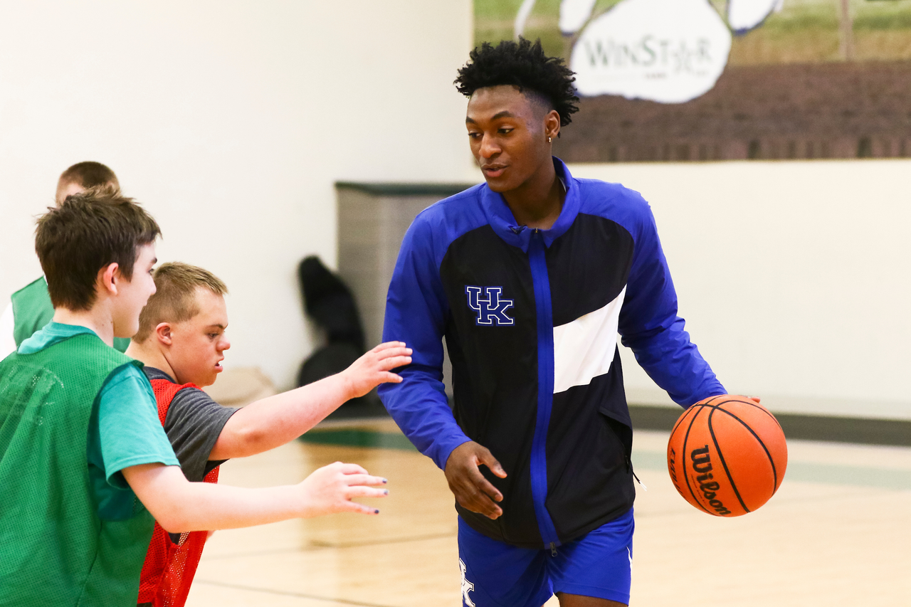 Immanuel Quickley. 

EJ Montgomery and Immanuel Quickley play basketball with with kids during a camp at Winstar Farm on Thursday, June 20th. 

Photo by Eddie Justice | UK Athletics
