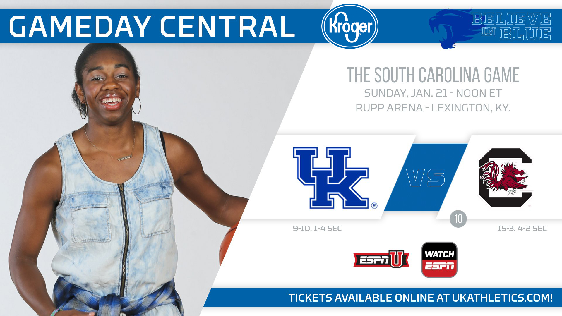 Wildcats Host No. 10 South Carolina Sunday at Rupp Arena