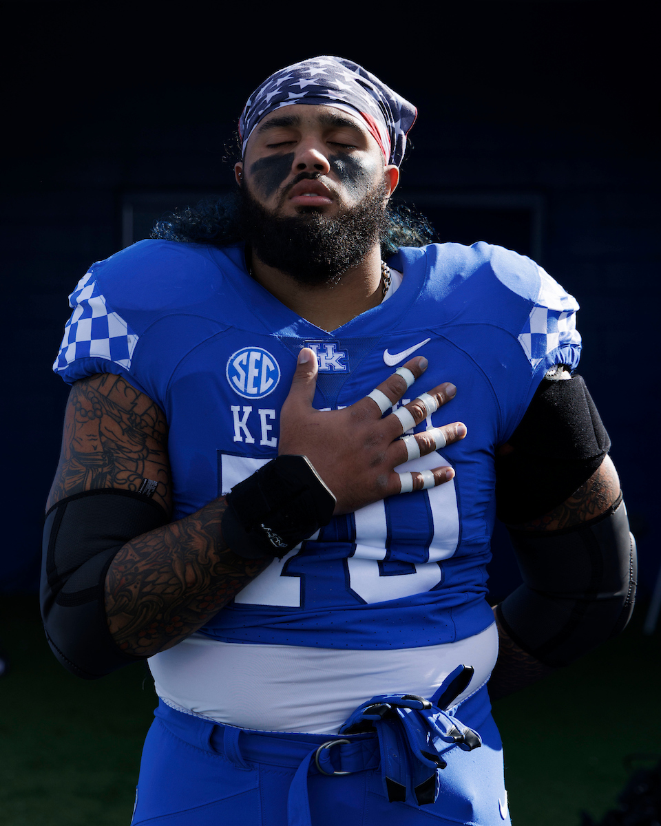 Darian Kinnard.

Kentucky beat New Mexico State 56-16.

Photo by Elliott Hess | UK Athletics