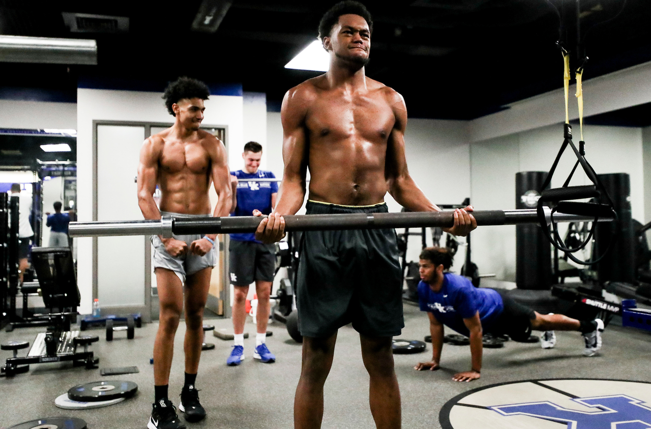Keion Brooks Jr. Jacob Toppin. CJ Fredrick. Bryce Hopkins.

The Kentucky men's basketball team participating in its summer strength and conditioning program.

Photo by Chet White | UK Athletics