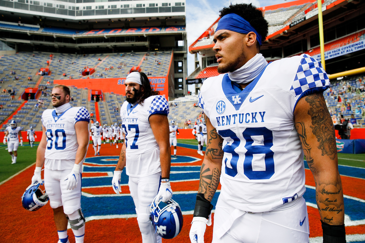BRENDEN BATES. NIK OGNENOVIC. KEATON UPSHAW.

Kentucky falls to Florida, 34-10.

Photo by Elliott Hess | UK Athletics