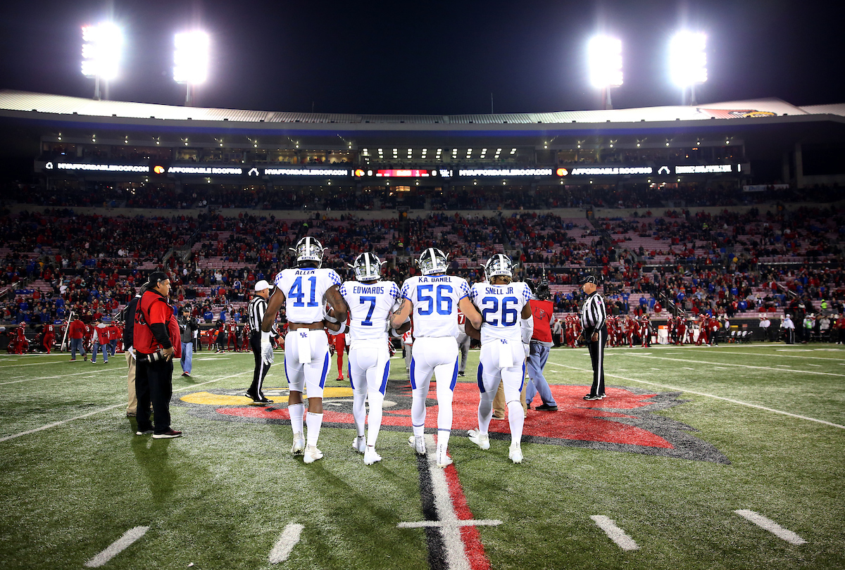 Captains

UK football beats Louisville 56-10 at Cardinal Stadium. 

Photo by Britney Howard  | UK Athletics