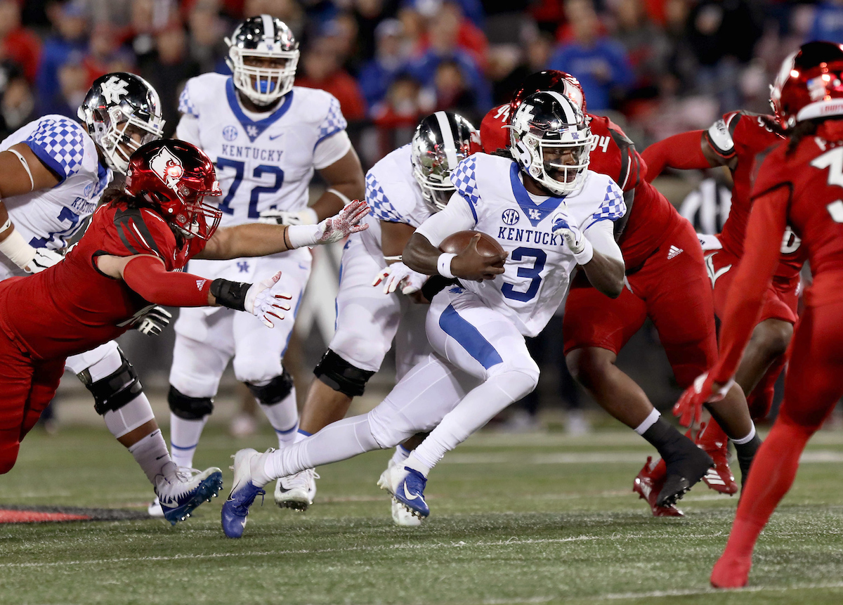 Terry Wilson

Kentucky Football beats Louisville at Cardinal Stadium 56-10.

Photo By Robert Burge l UK Athletics