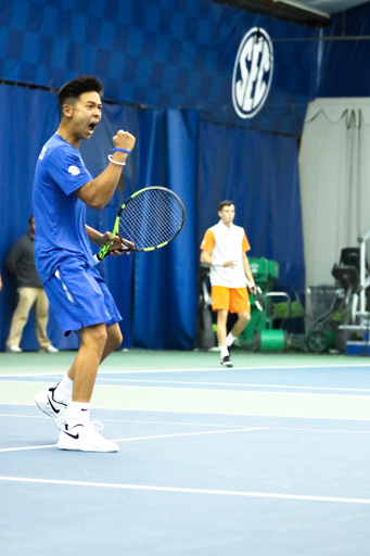 Ying-Ze Chen. 

Kentucky men's tennis falls to Tennessee 0-4 on Sunday, April 14th..

Photo by Eddie Justice | UK Athletics