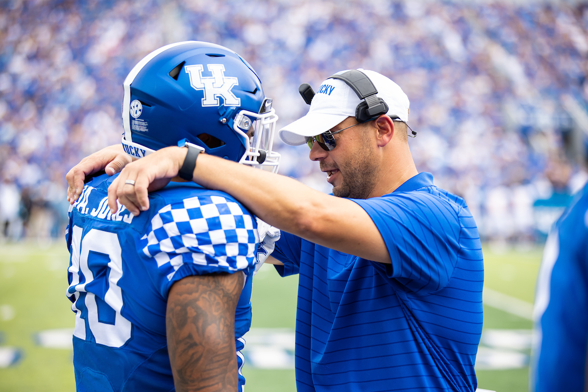 Coach Jon Sumrall

UK beats UTC, 28-23.

Photo by Jacob Noger | UK Athletics