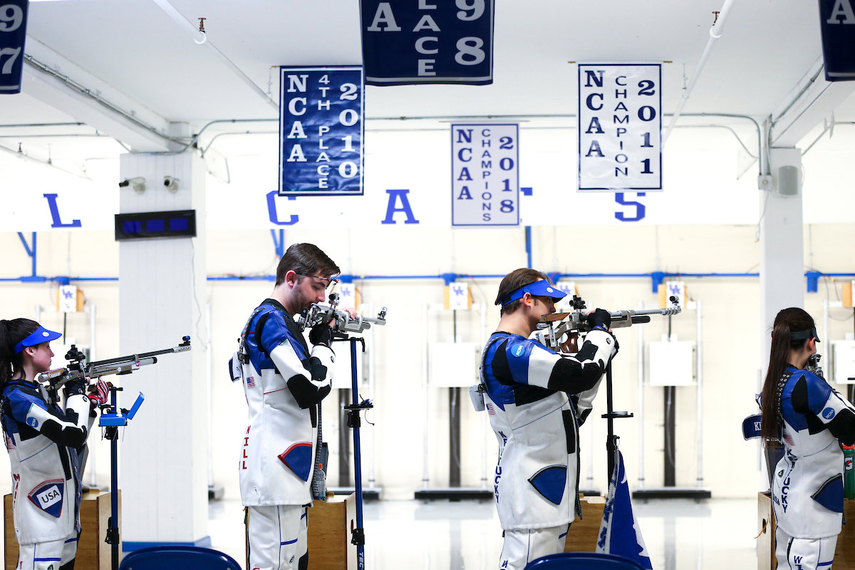 Mary Tucker, Will Shaner, Richard Clark, Jaden Thompson.

Kentucky Rifle competes against Memphis.

Photo by Grace Bradley | UK Athletics