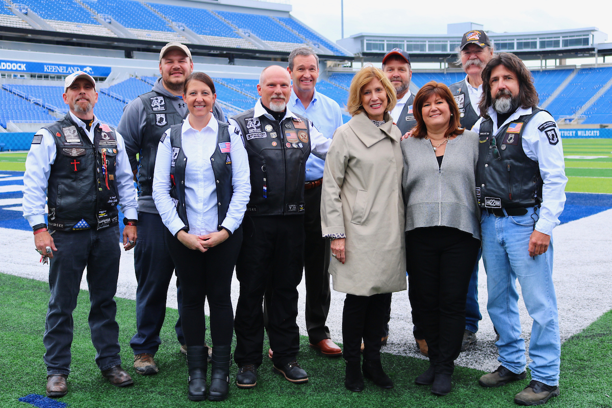 Four Chairs of Honor were dedicated by Rolling Thunder at Kroger Field in the four corners of the upper concourse on Thursday, November 1st, 2018.

Photos by Noah J. Richter | UK Athletics