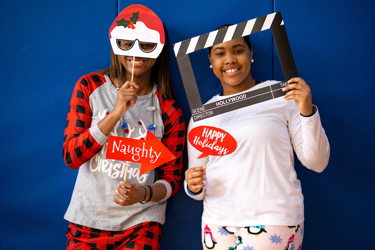 Robyn Benton. Erin Toller. 

Kentucky WBB Christmas Party.

Photo by Eddie Justice | UK Athletics