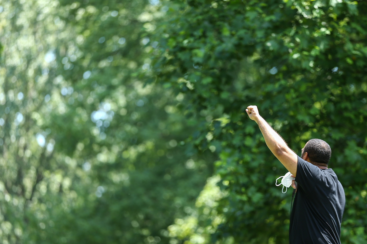 Charles Booker.

Walk Forward Lexington. 

Photo by Eddie Justice | UK Athletics