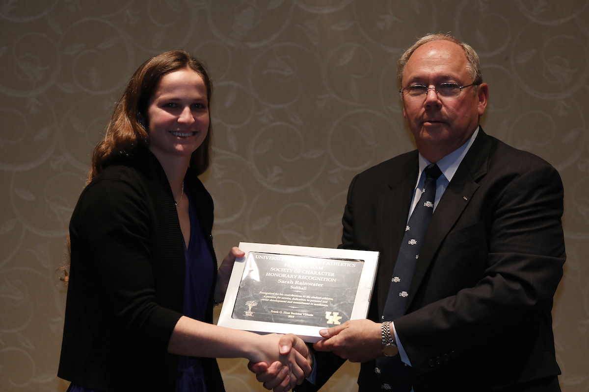 Sarah Rainwater.

Frank G. Ham Society of Character induction.

Photo by Quinn Foster | UK Athletics