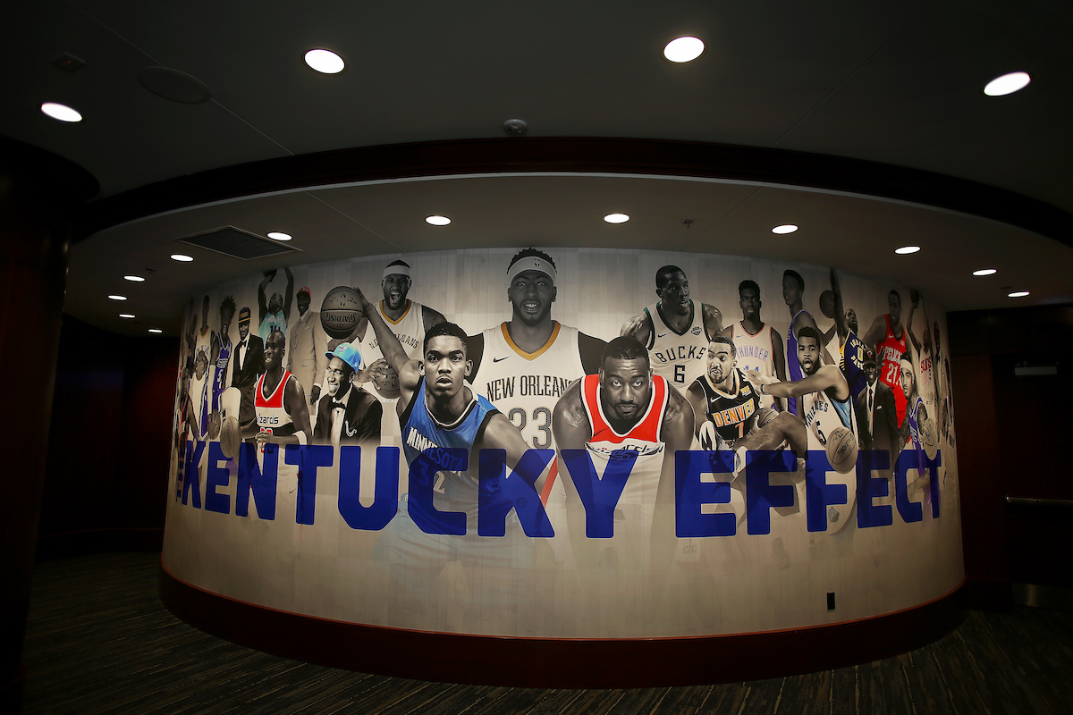UK men's basketball locker room in the Joe Craft Center.

Photo by Chet White | UK Athletics
