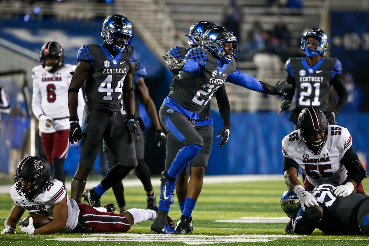 Deandre Square. 

UK beat South Carolina 41-18.

Photo by Eddie Justice | UK Athletics