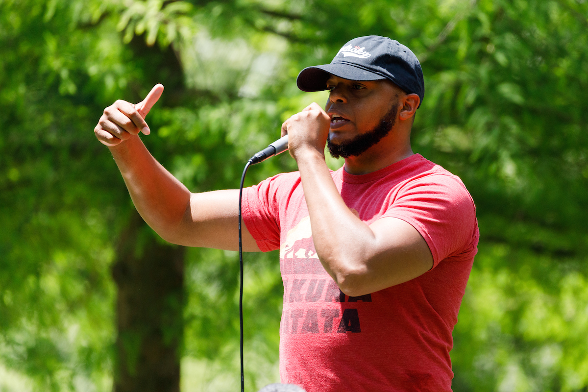 Devine Carama.

Walk Forward Lexington.

Photo by Elliott Hess | UK Athletics