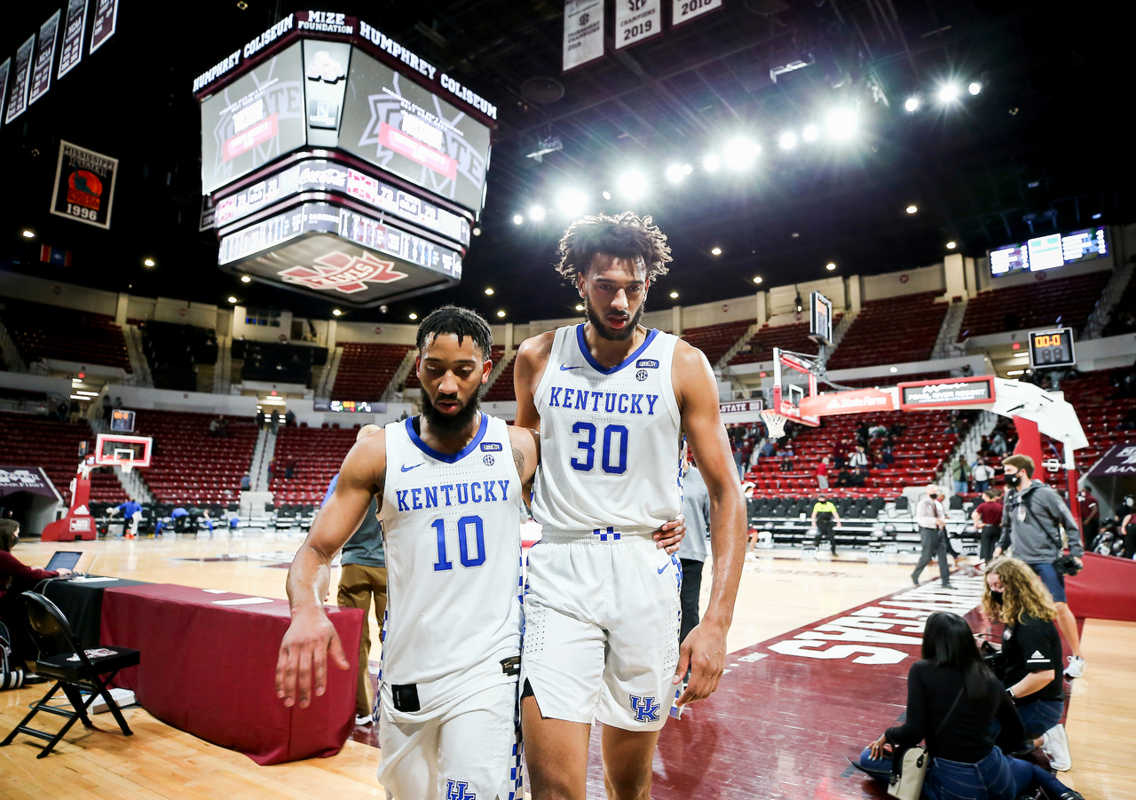 Davion Mintz. Olivier Sarr.

Kentucky beat Mississippi State 78-73 in Starkville.

Photo by Chet White | UK Athletics