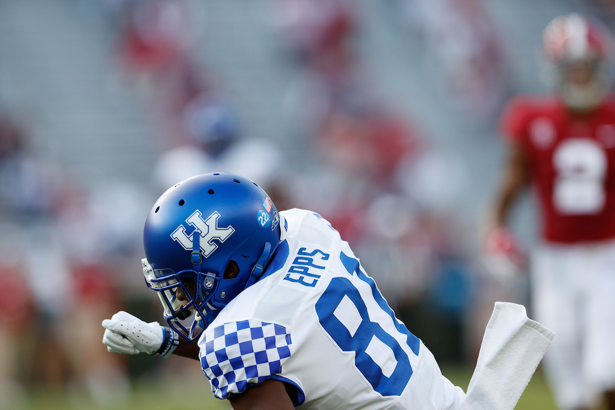 ISAIAH EPPS.

Kentucky falls to Alabama, 63-3.

Photo by Elliott Hess | UK Athletics