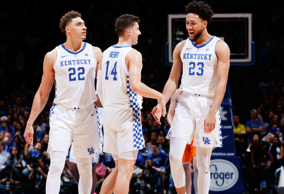 EJ Montgomery. Tyler Herro. Reid Travis.


Kentucky beat Tennessee 86-69.

Photo by Elliott Hess | UK Athletics