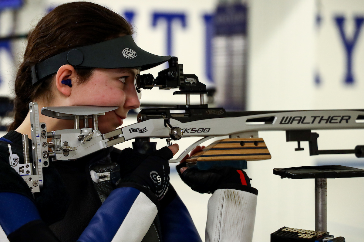 Jaden Thompson. 

Kentucky vs Morehead State rifle.

Photo by Eddie Justice | UK Athletics