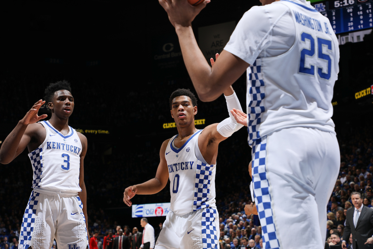 Team.

The University of Kentucky men's basketball team beat Georgia 66-61 on Sunday, December 31, 2017 at Rupp Arena in Lexington, Ky.

Photo by Elliott Hess | UK Athletics