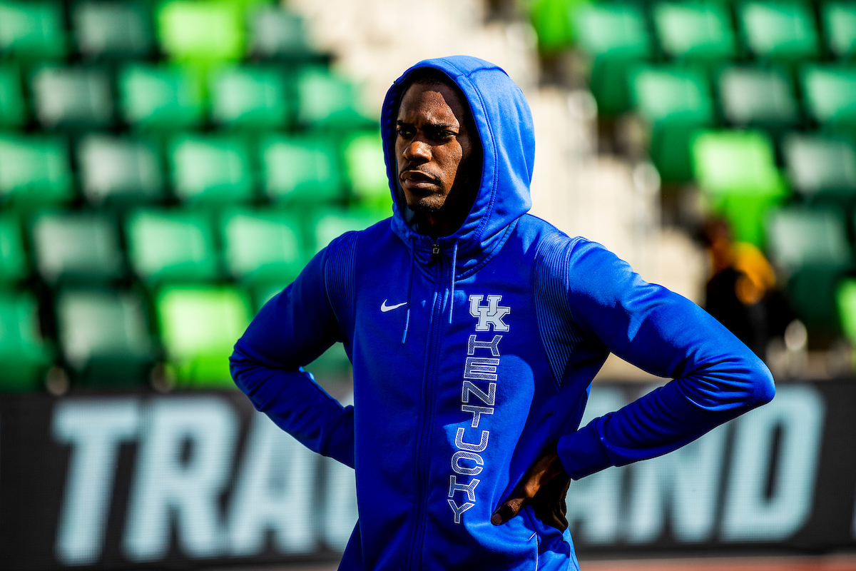 Dwight St. Hillaire.

Shake out.

NCAA Track and Field Outdoor Championships.

Photo by Chet White | UK Athletics