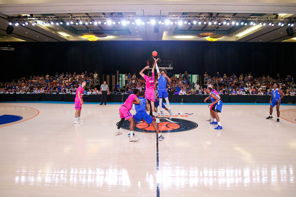 Nick Richards. Tip off.

The University of Kentucky men's basketball team beat Serbia's Mega Bemax 100-64 at the Atlantis Imperial Arena in Paradise Island, Bahamas, on Saturday, August11, 2018.

Photo by Chet White | UK Athletics