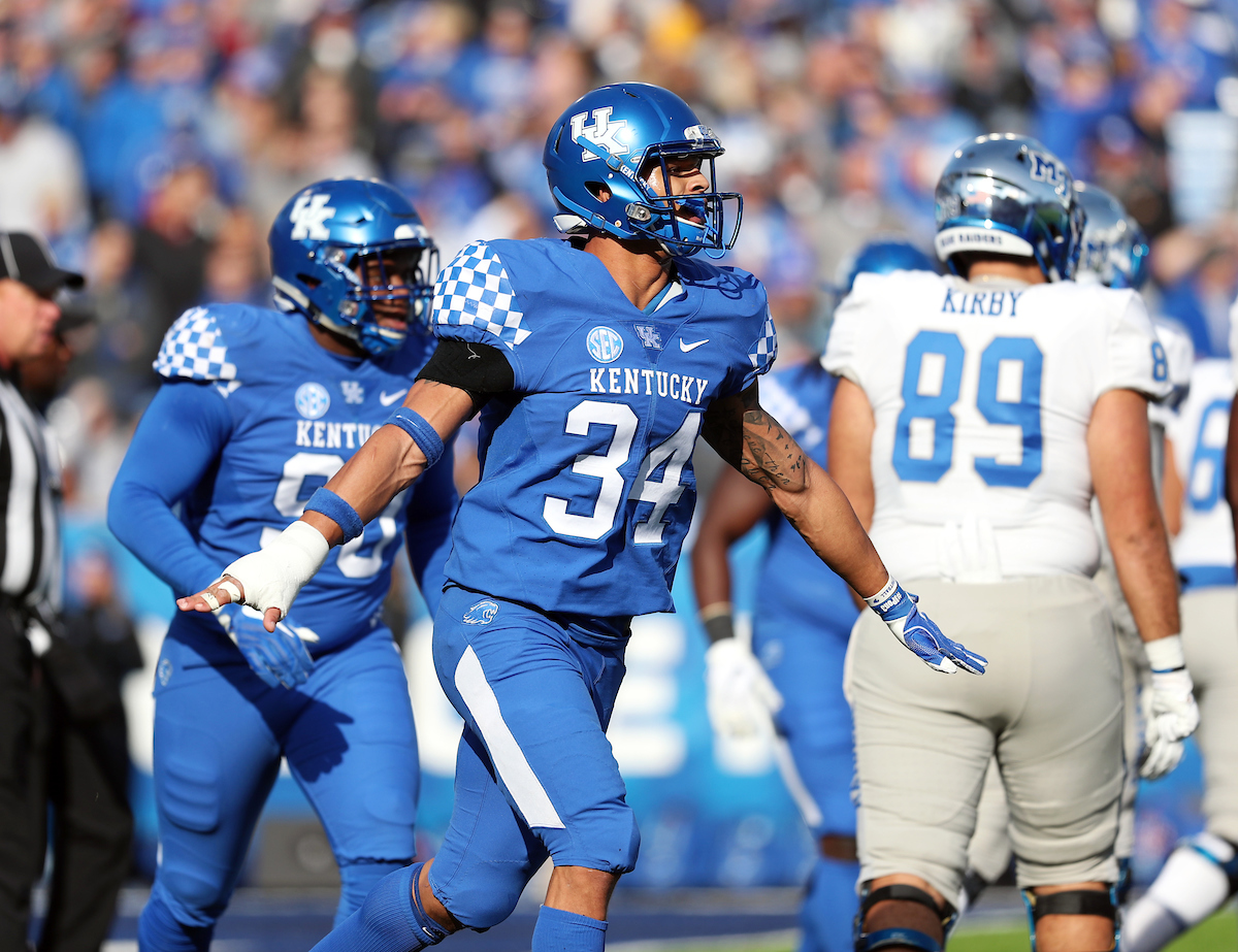 Jordan Jones

UK Football beats MTSU 34-23 on Senior Day at Kroger Field. 

Photo by Britney Howard | UK Athletics
