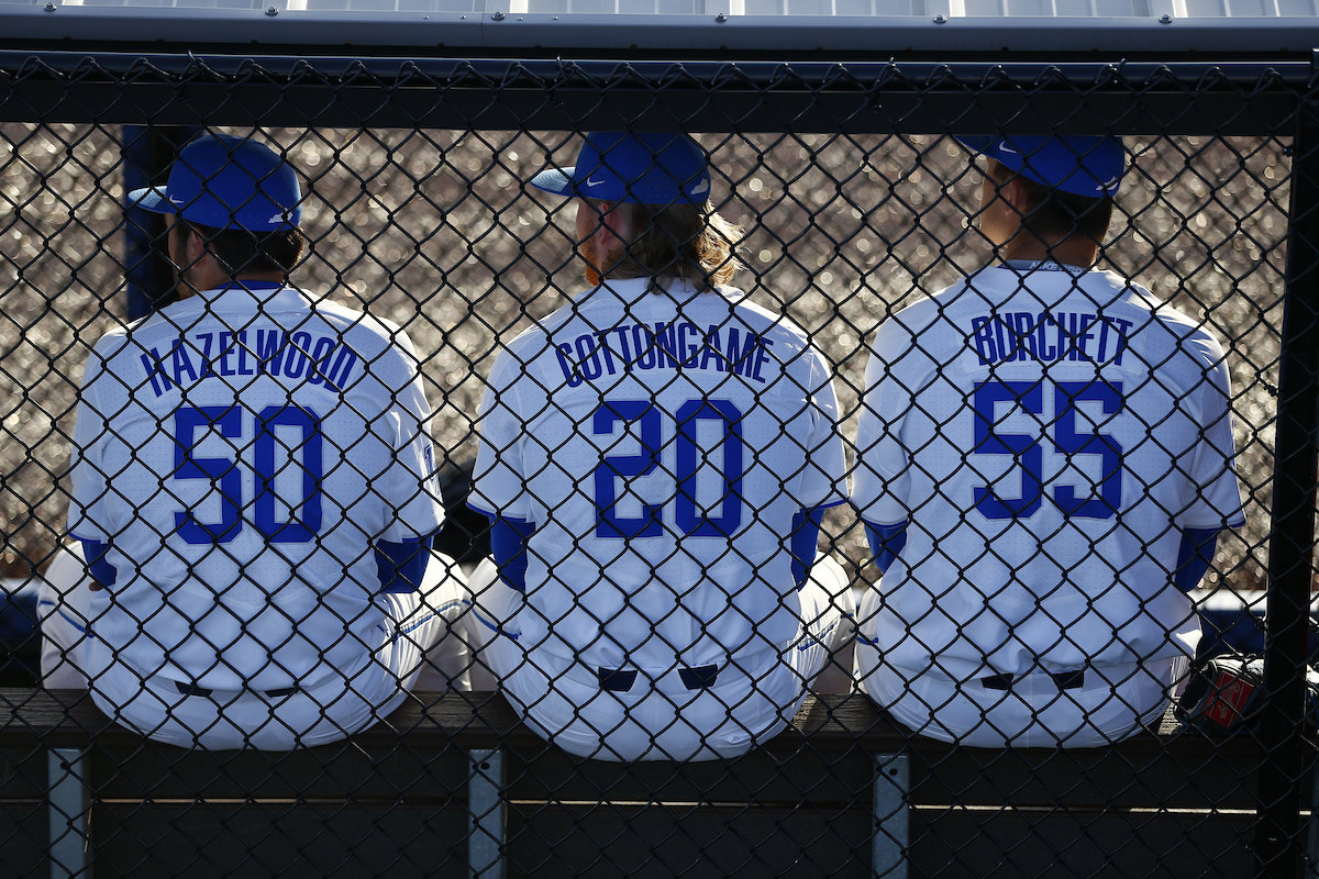 Mason Hazelwood. Braxton Cottongame. Tyler Burchett.

Kentucky baseball defeated EKU 7-3 on opening day at Kentucky Proud Park.

Photo by Chet White | UK Athletics